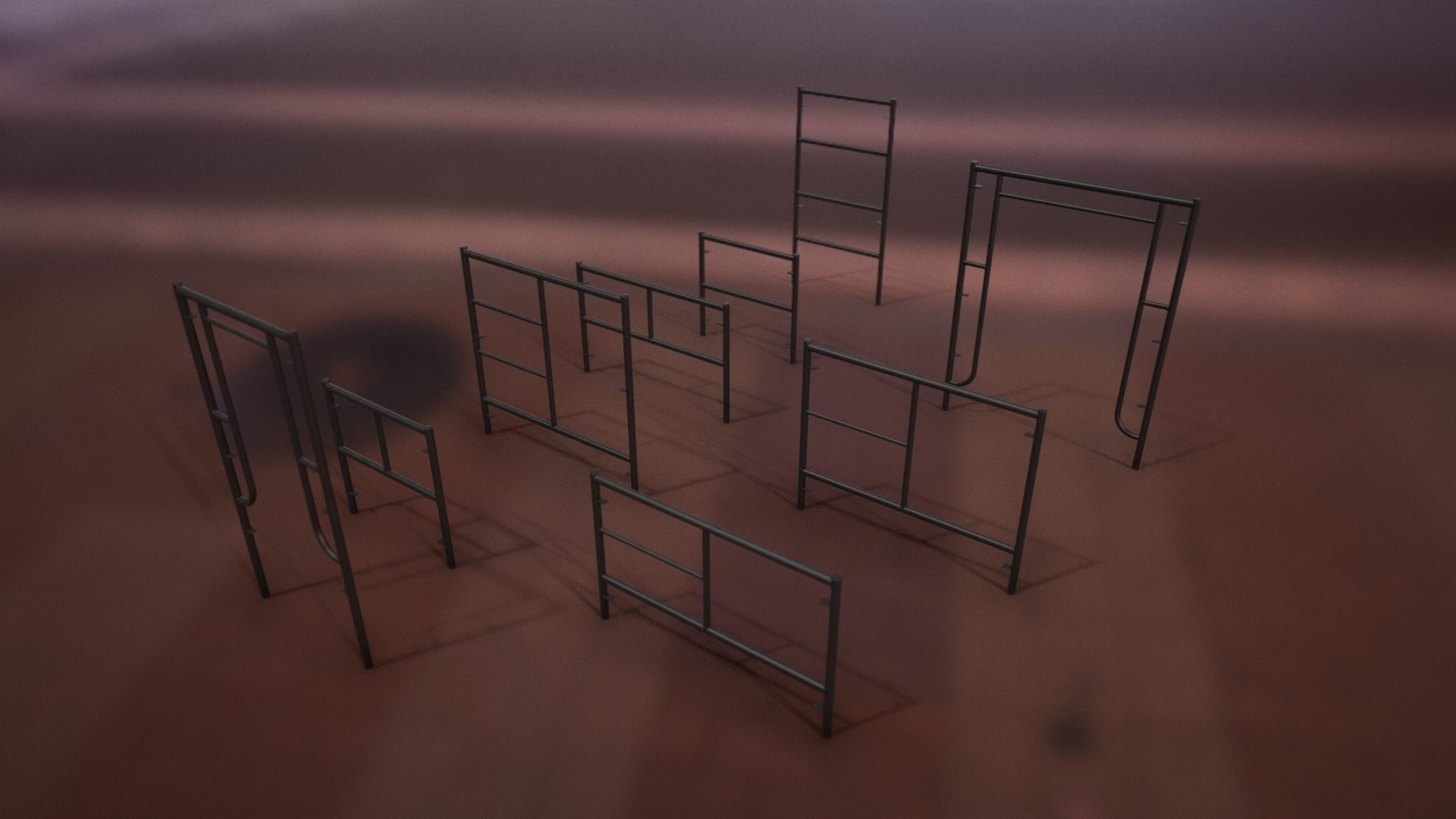Modular W-Style Scaffolding Pack Low-poly 3D model_5