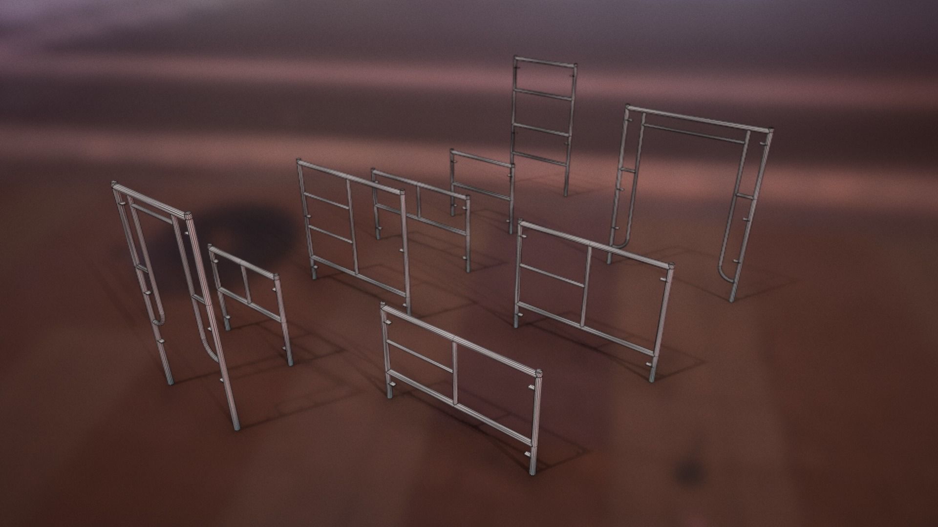 Modular W-Style Scaffolding Pack Low-poly 3D model_6