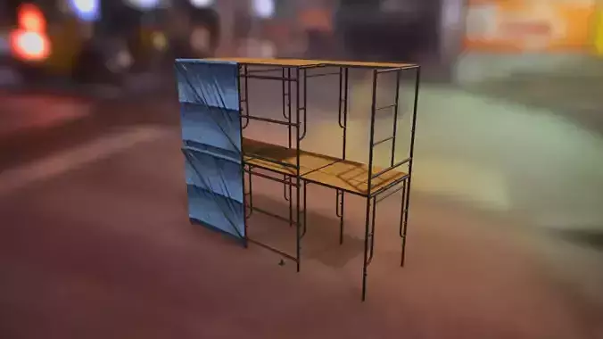 Modular W-Style Scaffolding Pack Low-poly 3D model