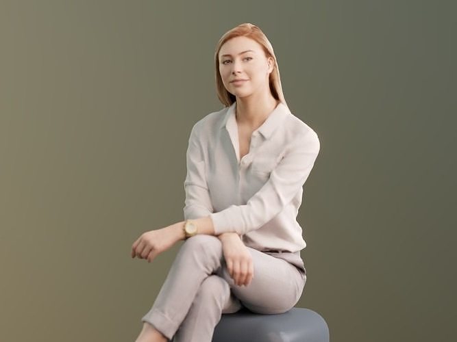 Ramona 10040 - Sitting Business Women Low-poly 3D model