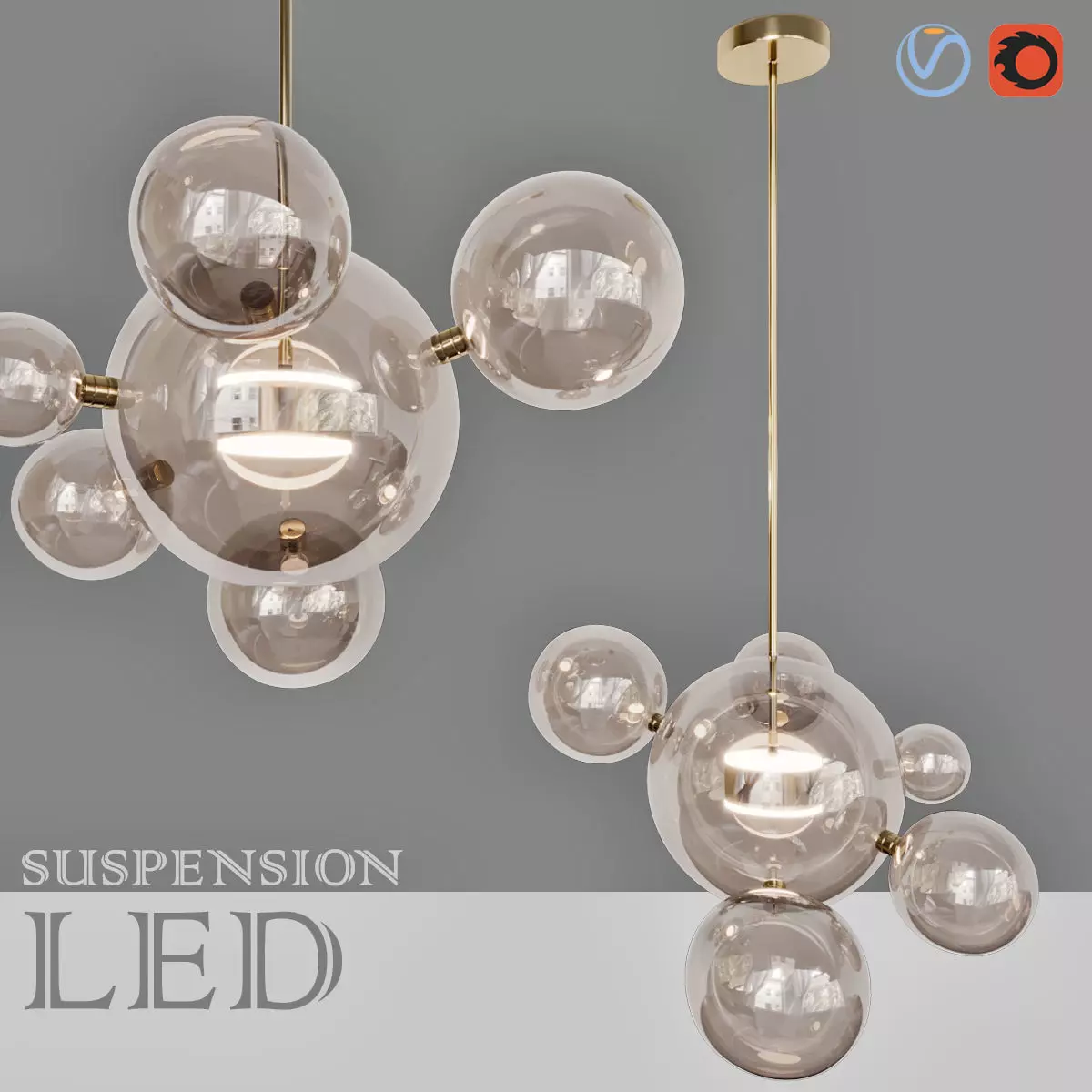 Suspension LED design BUBBLE LAMP 6 3D model_0