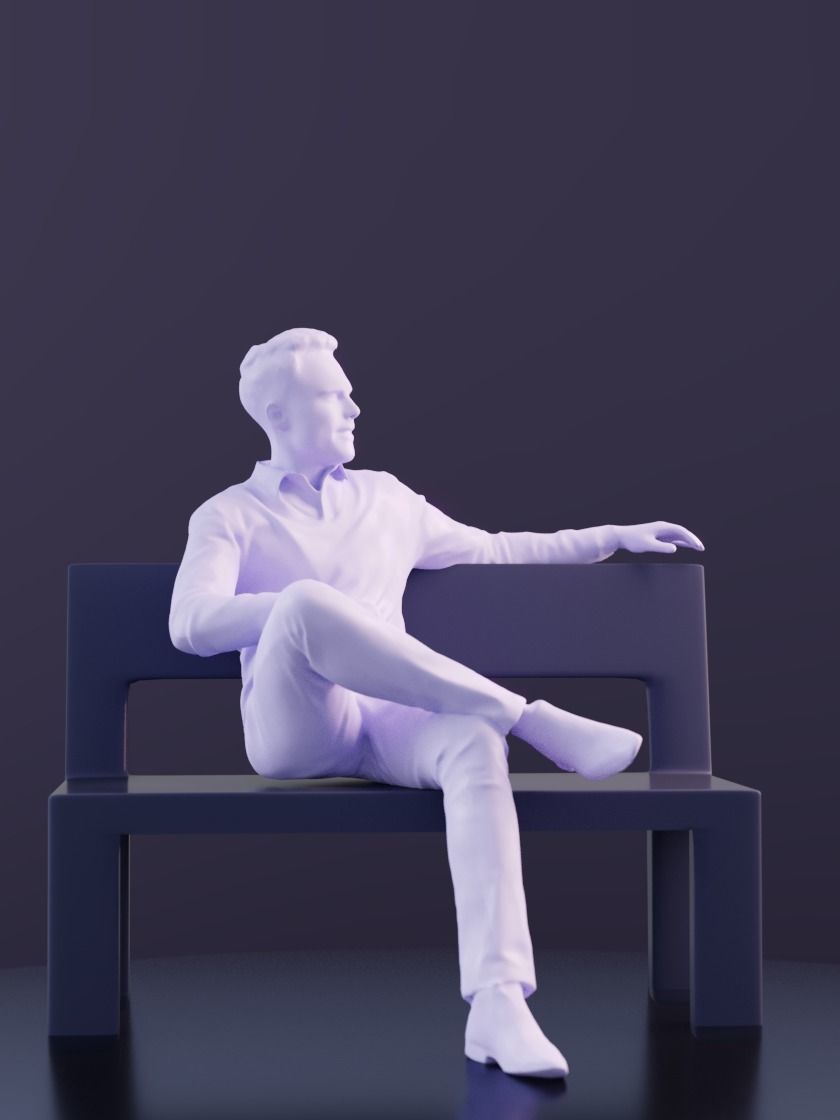 Simon 10042 - Sitting Casual Man Low-poly 3D model_5