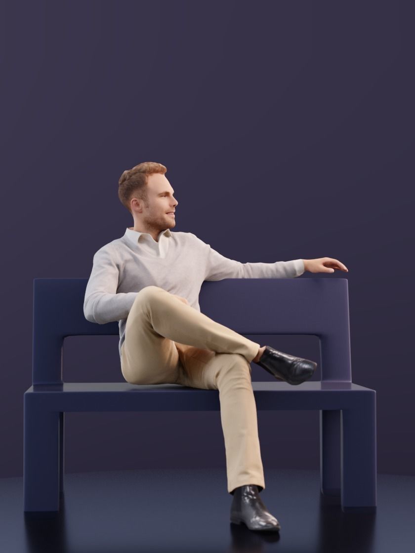 Simon 10042 - Sitting Casual Man Low-poly 3D model_3