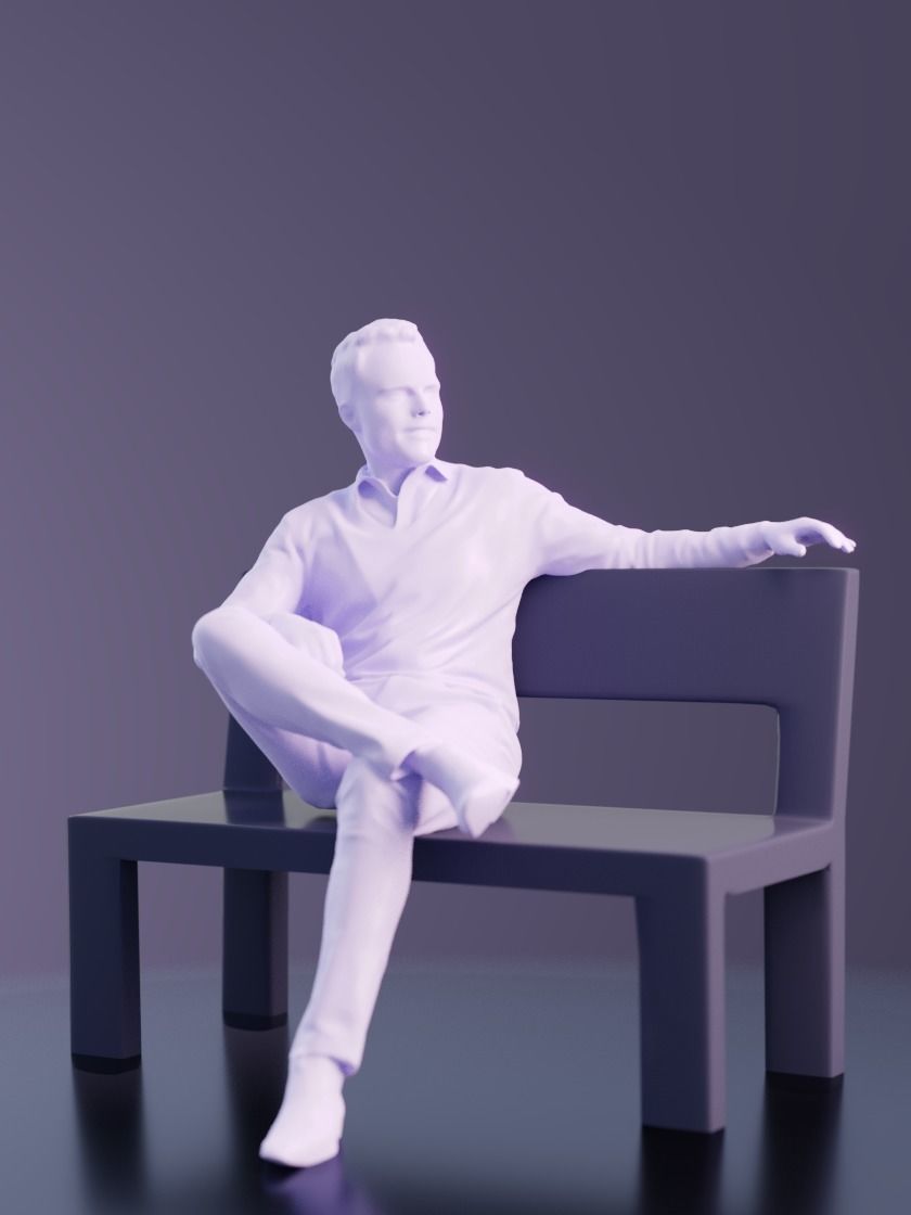 Simon 10042 - Sitting Casual Man Low-poly 3D model_4