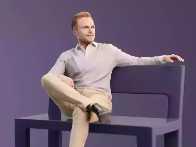 Simon 10042 - Sitting Casual Man Low-poly 3D model