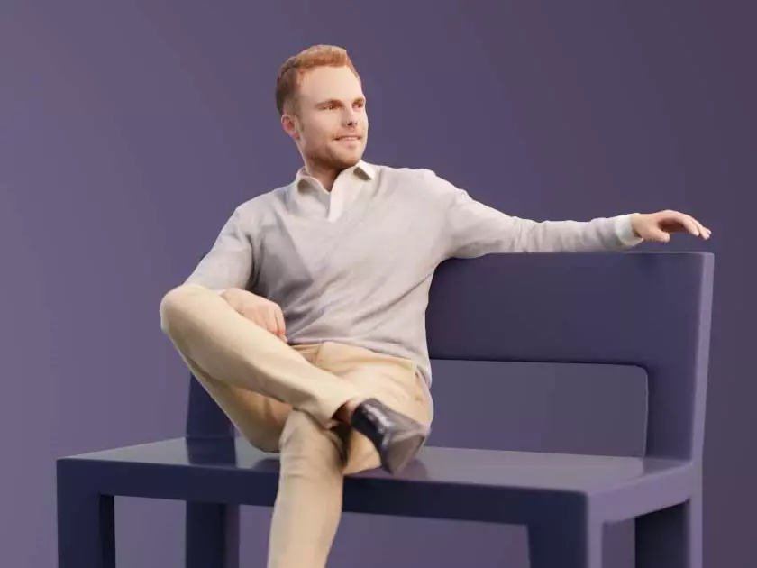 Simon 10042 - Sitting Casual Man Low-poly 3D model_0