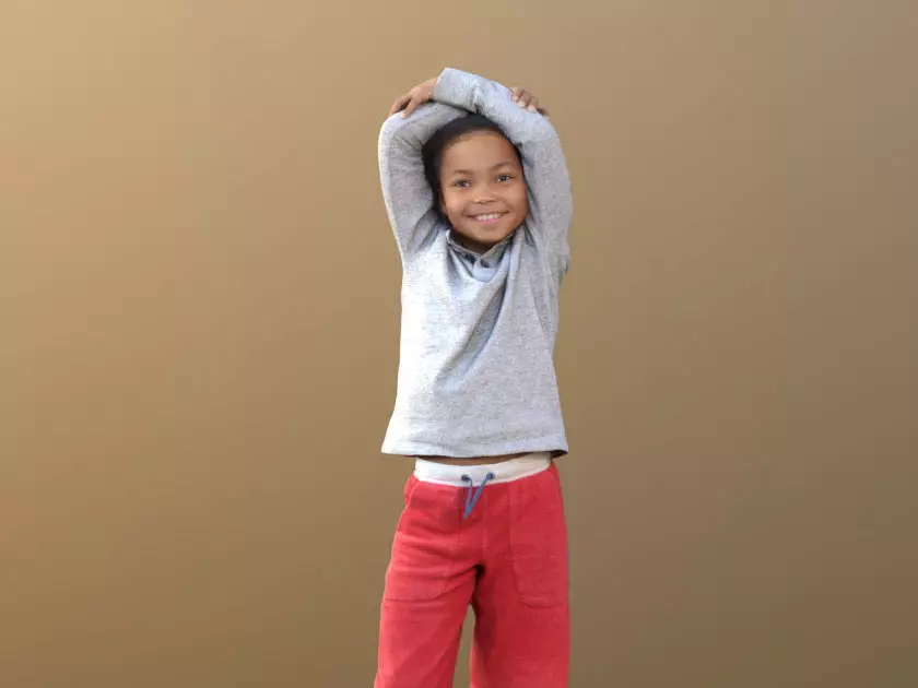 Zachary 10045 - Smiling Child Low-poly 3D model_0