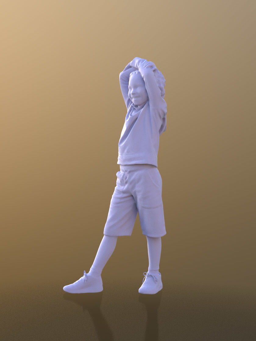 Zachary 10045 - Smiling Child Low-poly 3D model_4