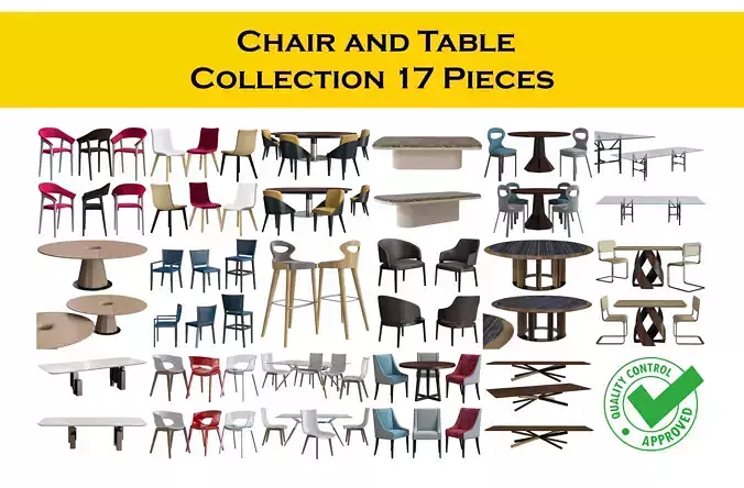 Table Chair Collection 3d model