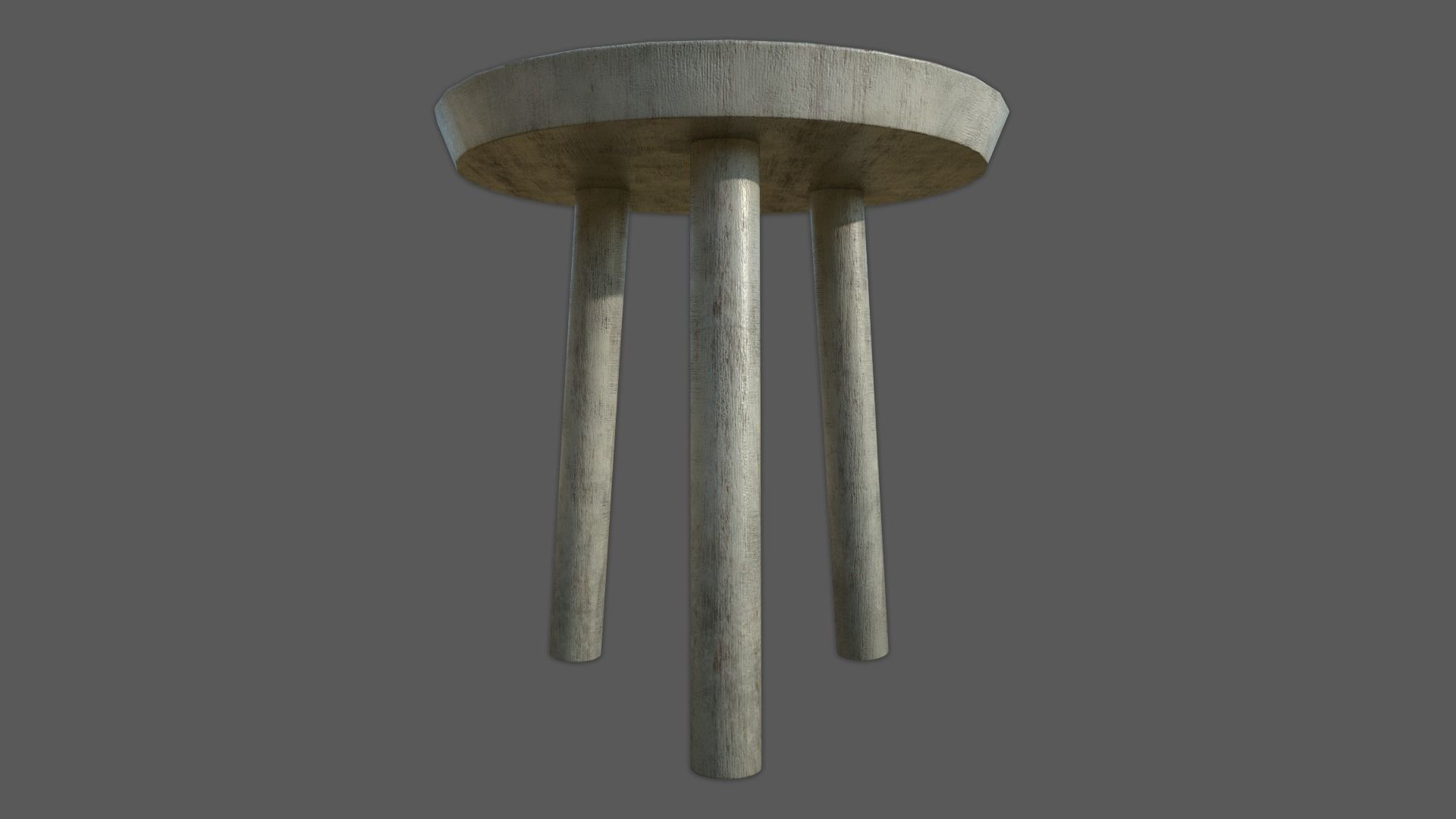 Stool Distressed PBR Low-poly 3D model_3