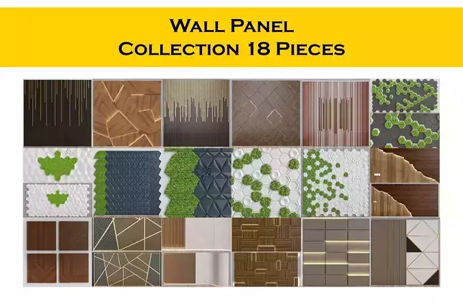 Wall Panle Collection 18 pieces 3d model