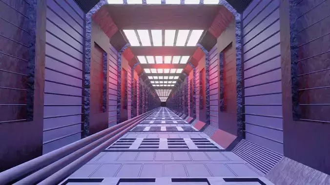 sci fi tunnel 3d model