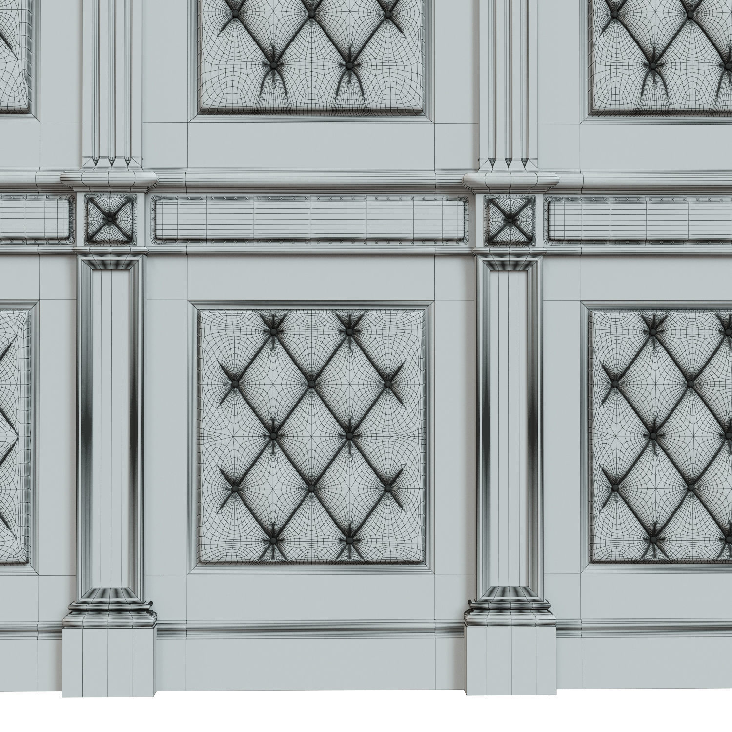 Wood panel with leather 017 3D model_7