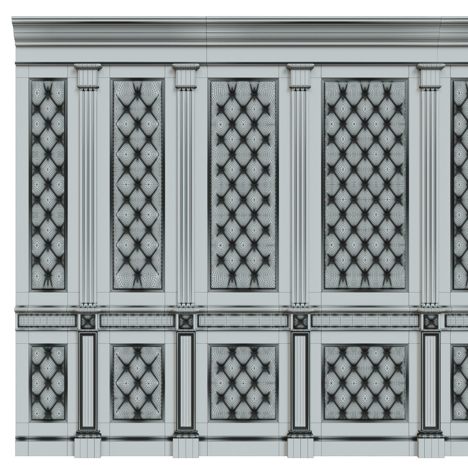 Wood panel with leather 017 3D model_11