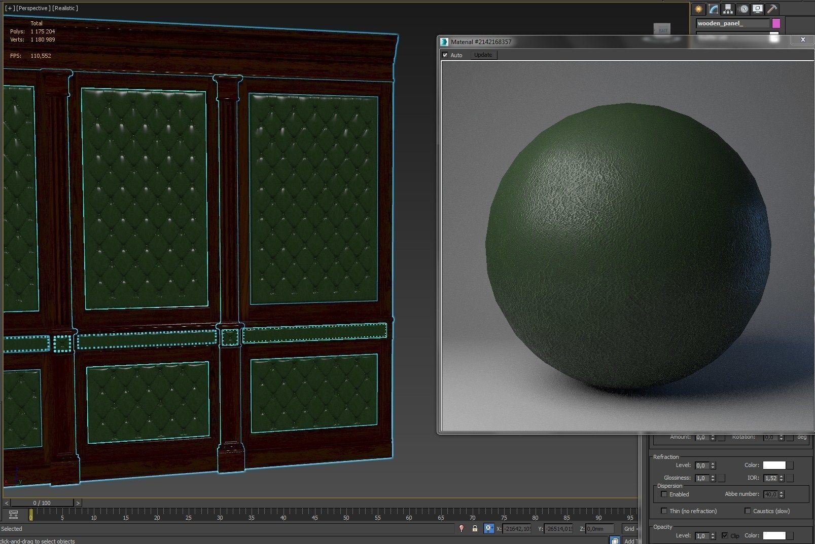 Wood panel with leather 017 3D model_15