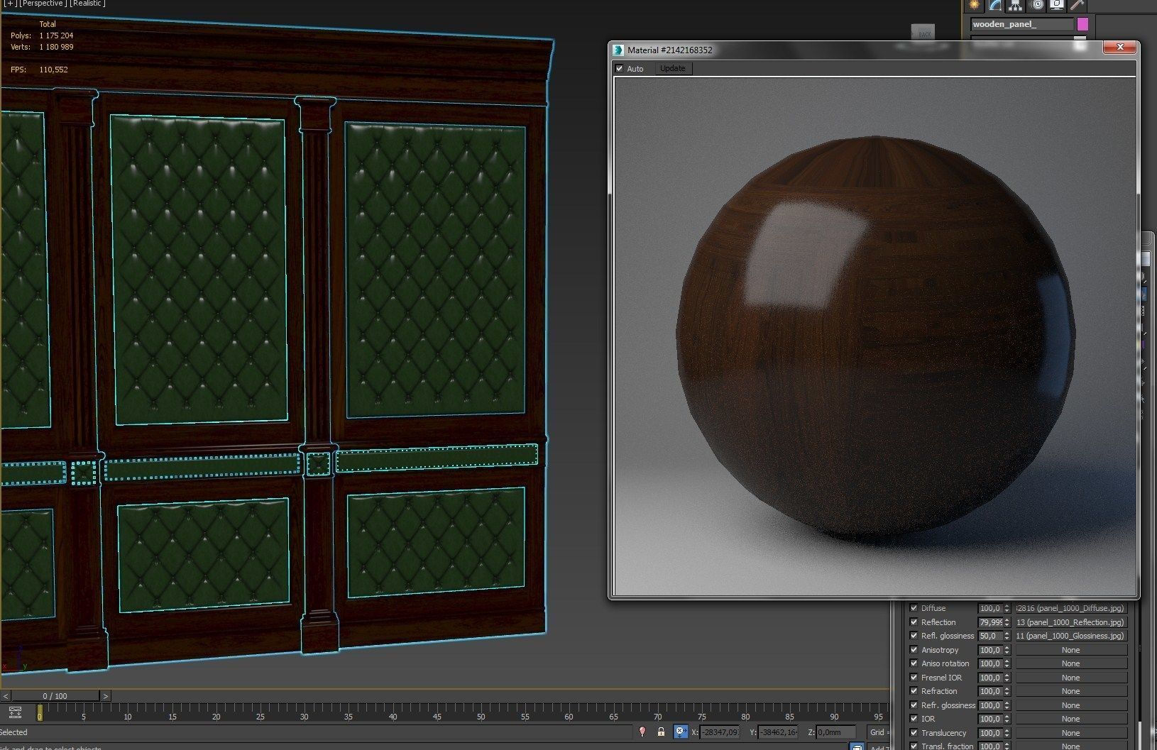 Wood panel with leather 017 3D model_14