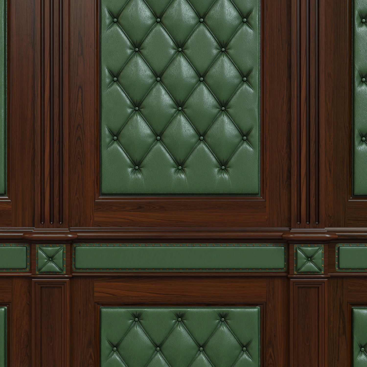 Wood panel with leather 017 3D model_1