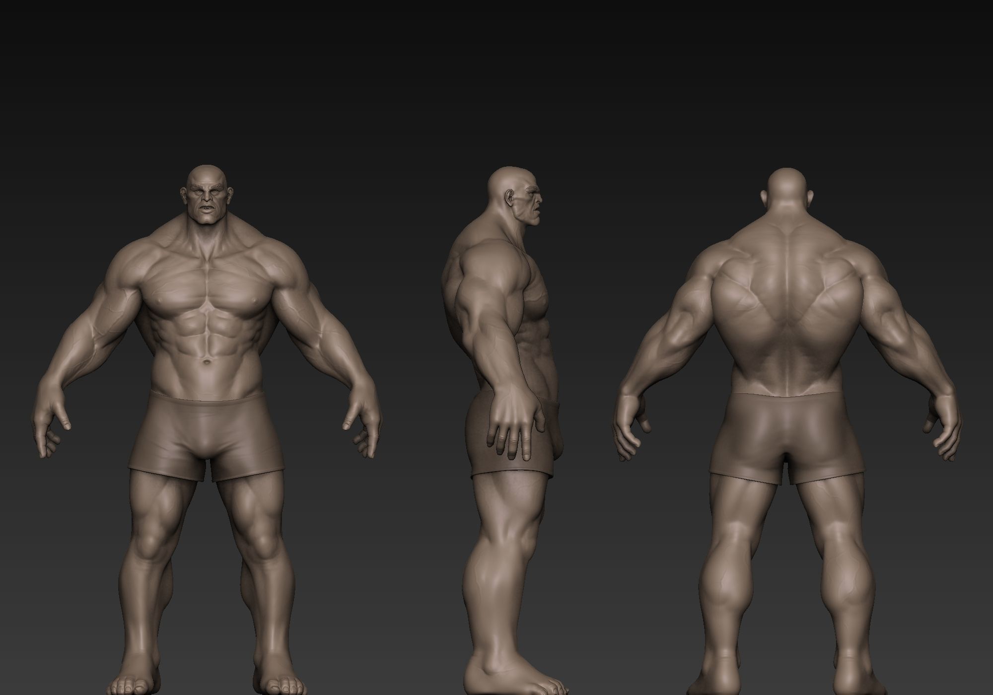 Muscular Man Basemesh 3D model_15
