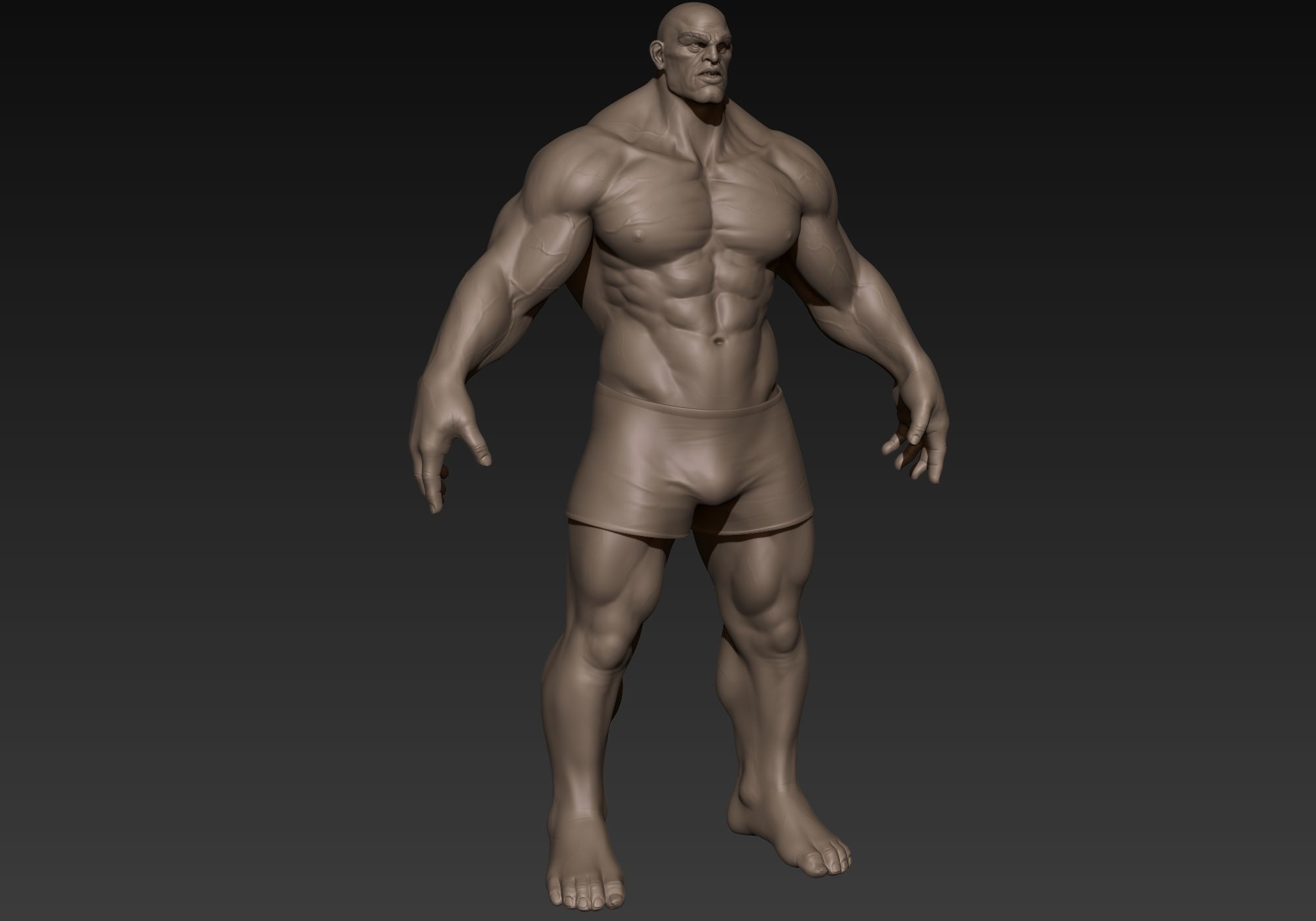 Muscular Man Basemesh 3D model_7