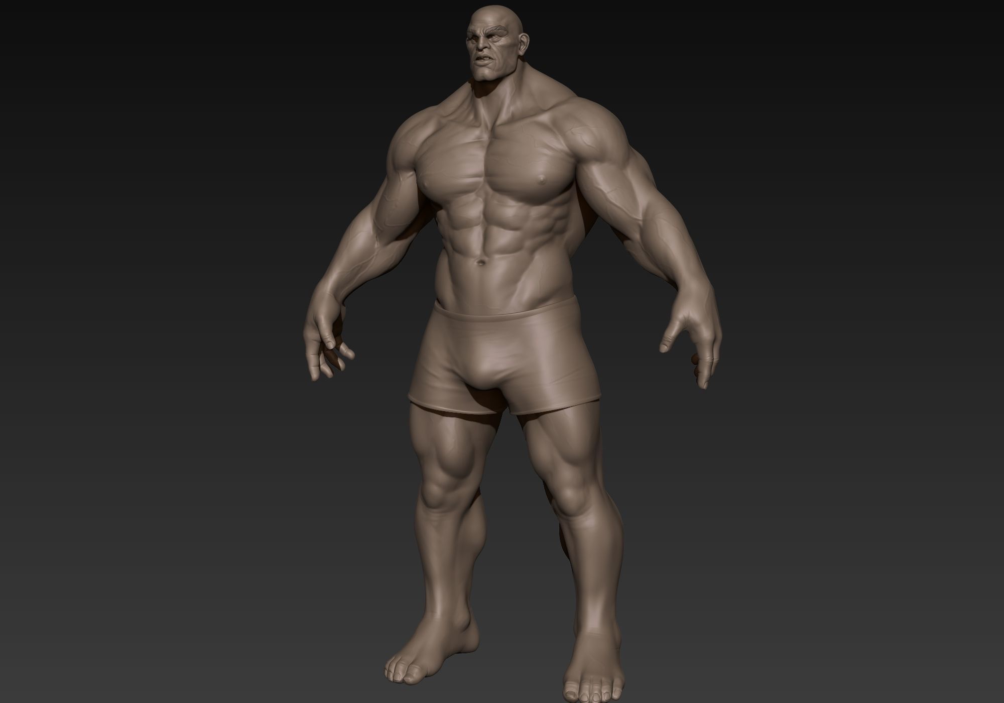 Muscular Man Basemesh 3D model_2
