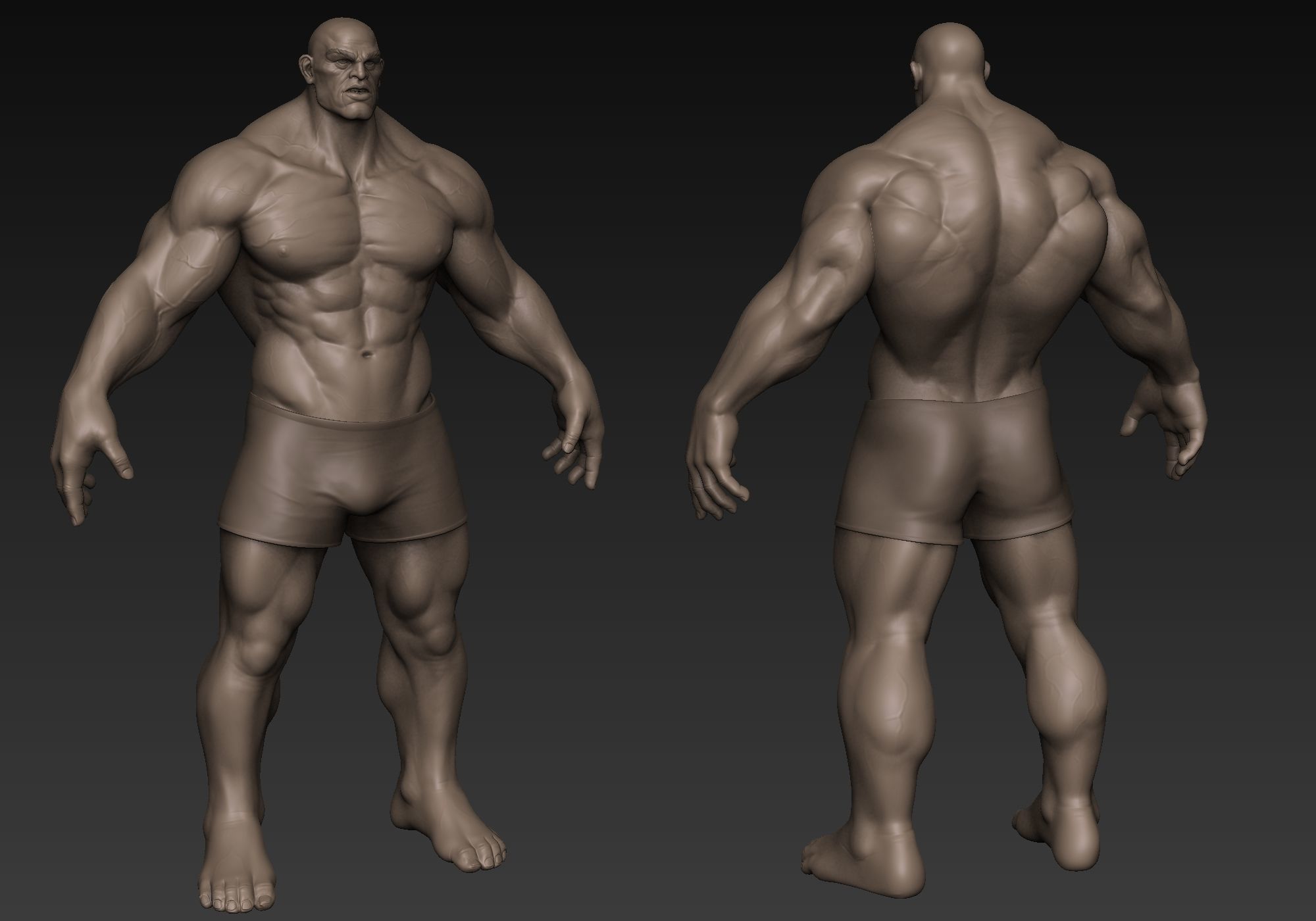 Muscular Man Basemesh 3D model_16