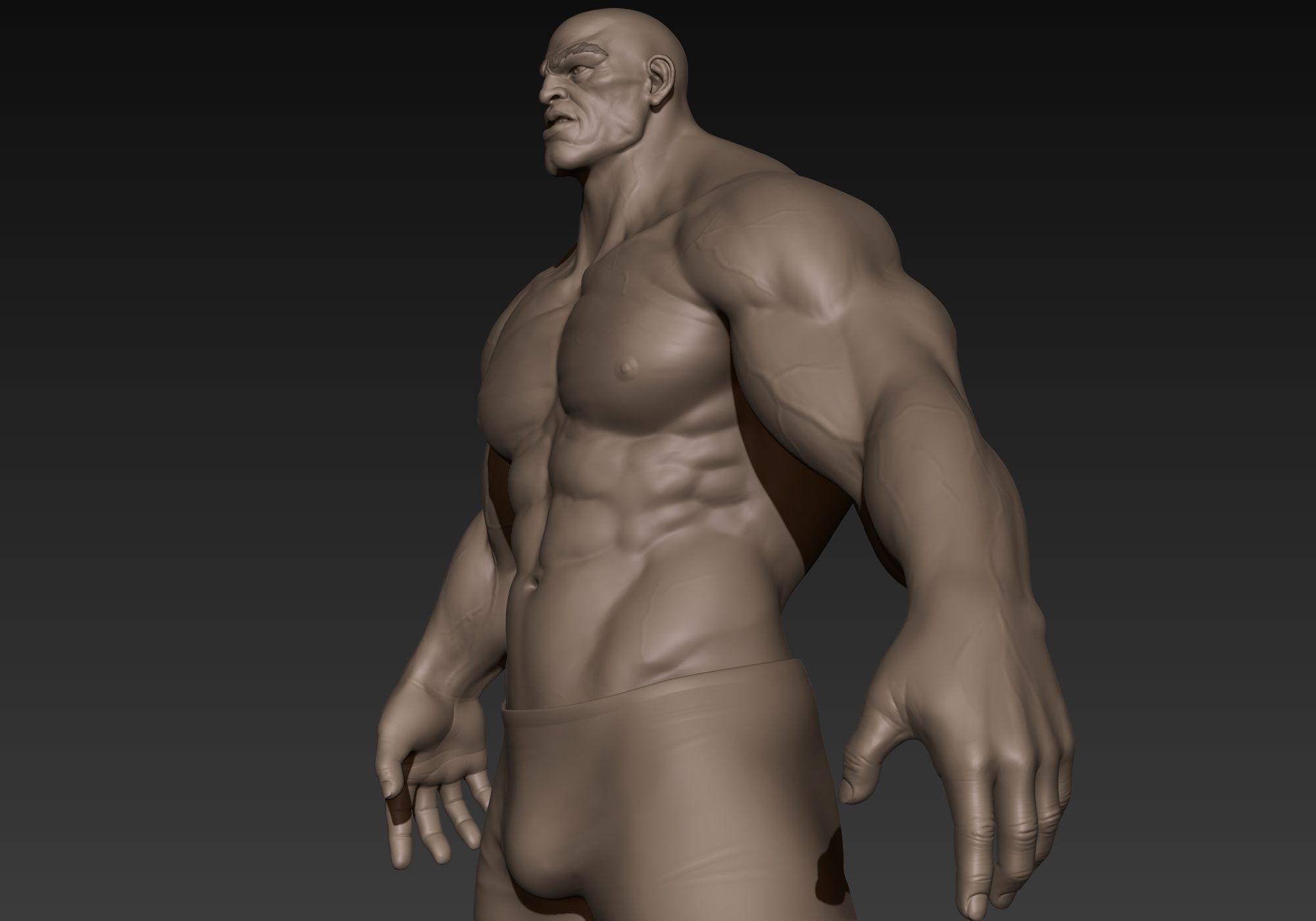 Muscular Man Basemesh 3D model_11