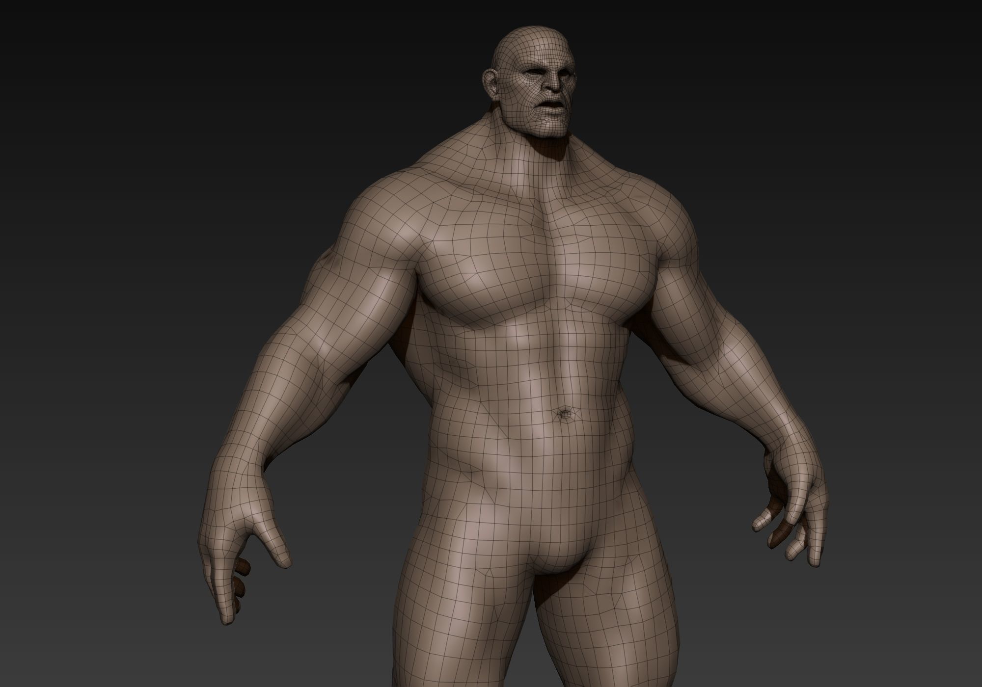 Muscular Man Basemesh 3D model_14