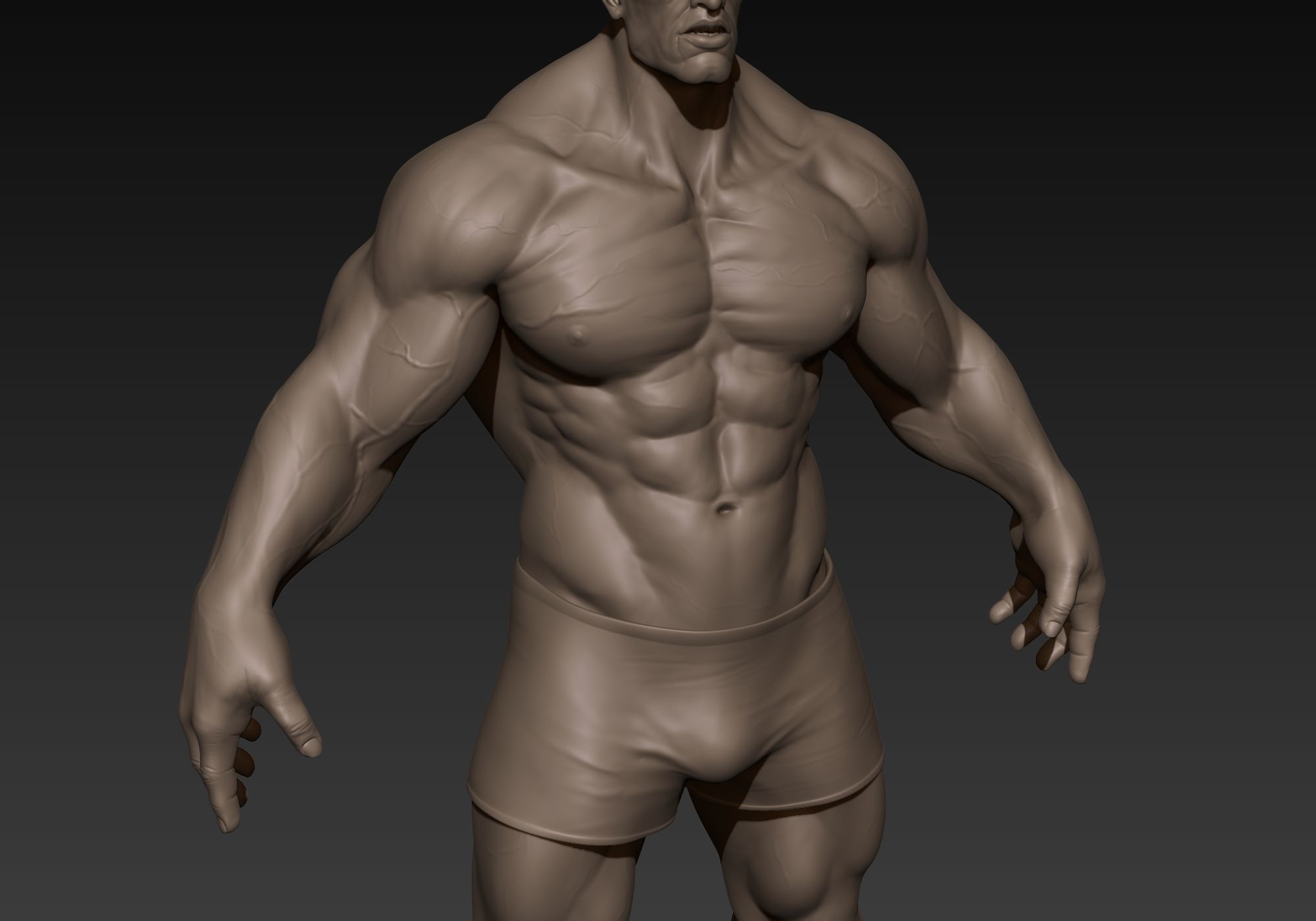 Muscular Man Basemesh 3D model_13