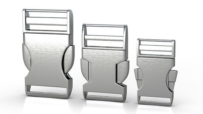Set of 3 Buckles for Lanyards or similar Low-poly 3D model Low-poly 3D model