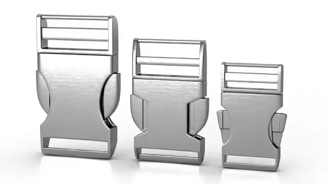 Set of 3 Buckles for Lanyards or similar Low-poly 3D model Low-poly 3D model