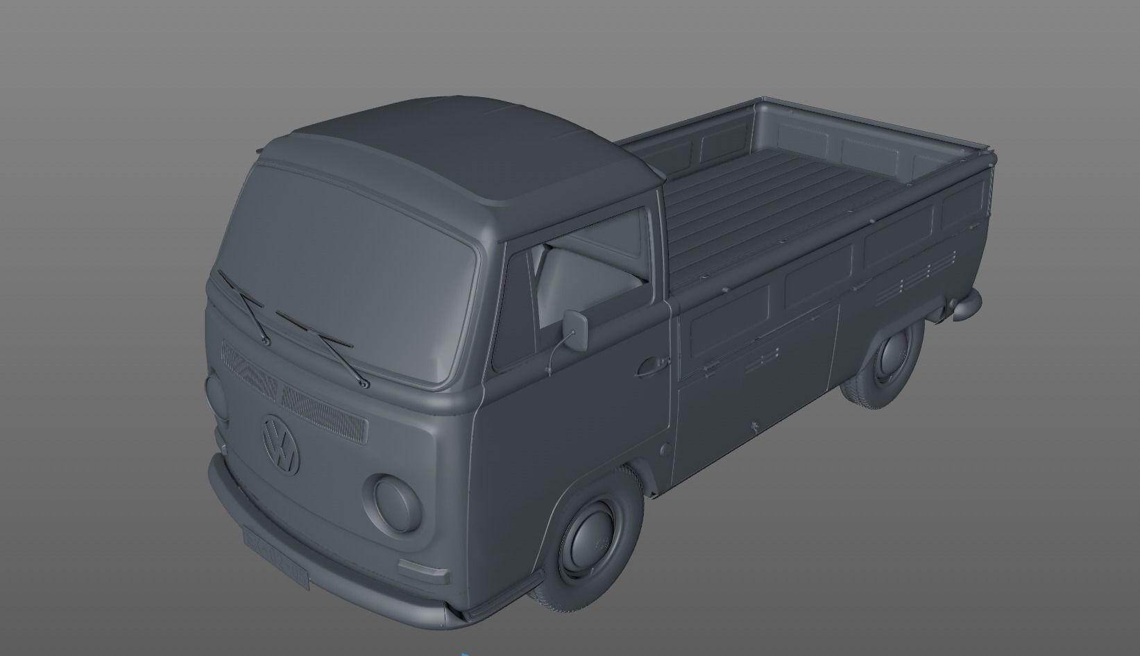 VOLKSWAGEN T2 PICKUP SINGLE CABINE 1969 3D model_10