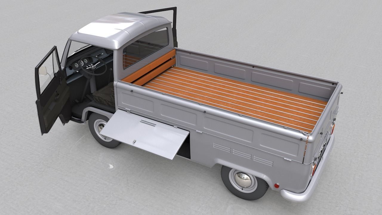 VOLKSWAGEN T2 PICKUP SINGLE CABINE 1969 3D model_2
