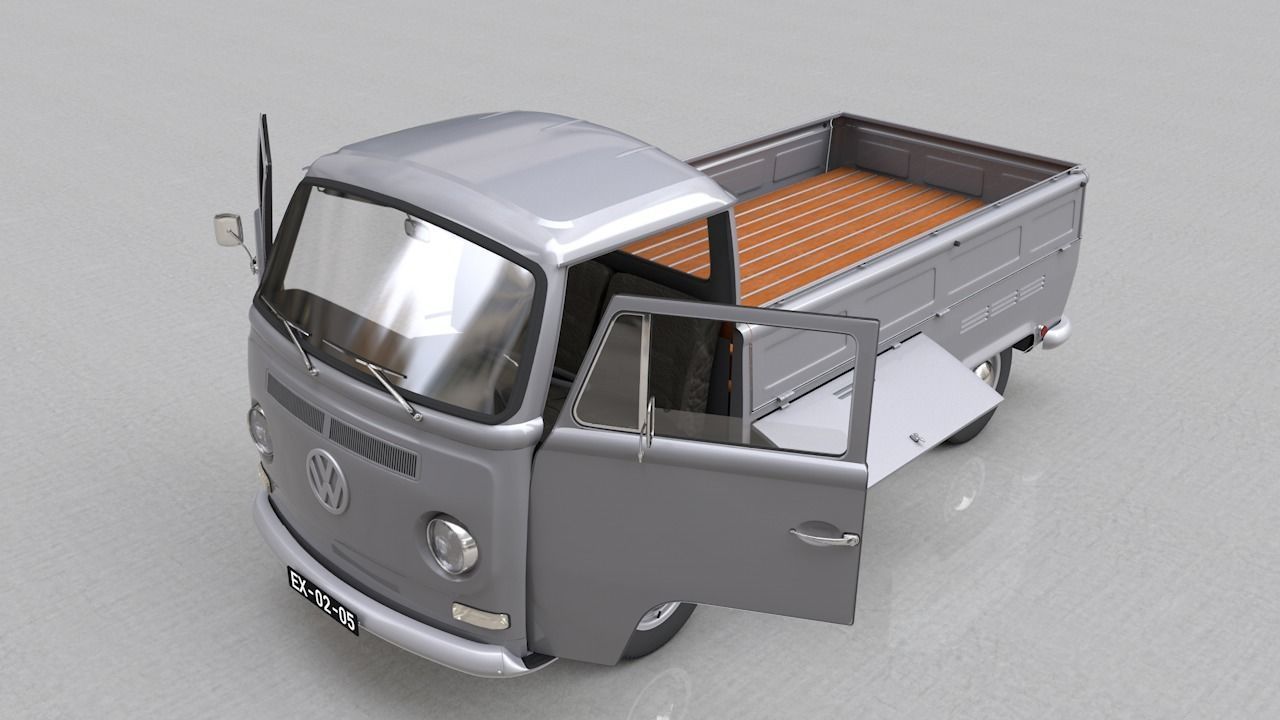 VOLKSWAGEN T2 PICKUP SINGLE CABINE 1969 3D model_1