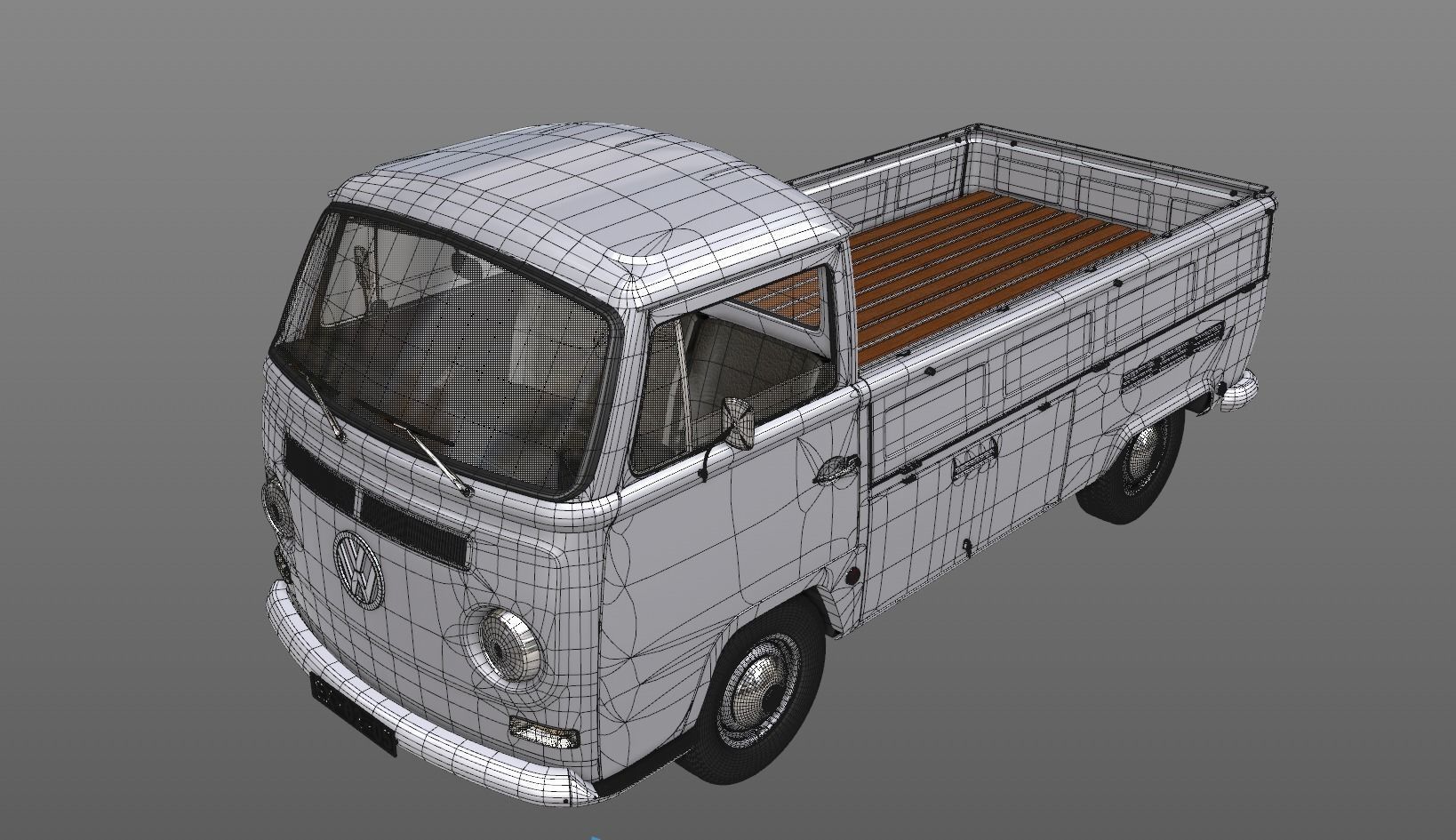 VOLKSWAGEN T2 PICKUP SINGLE CABINE 1969 3D model_8