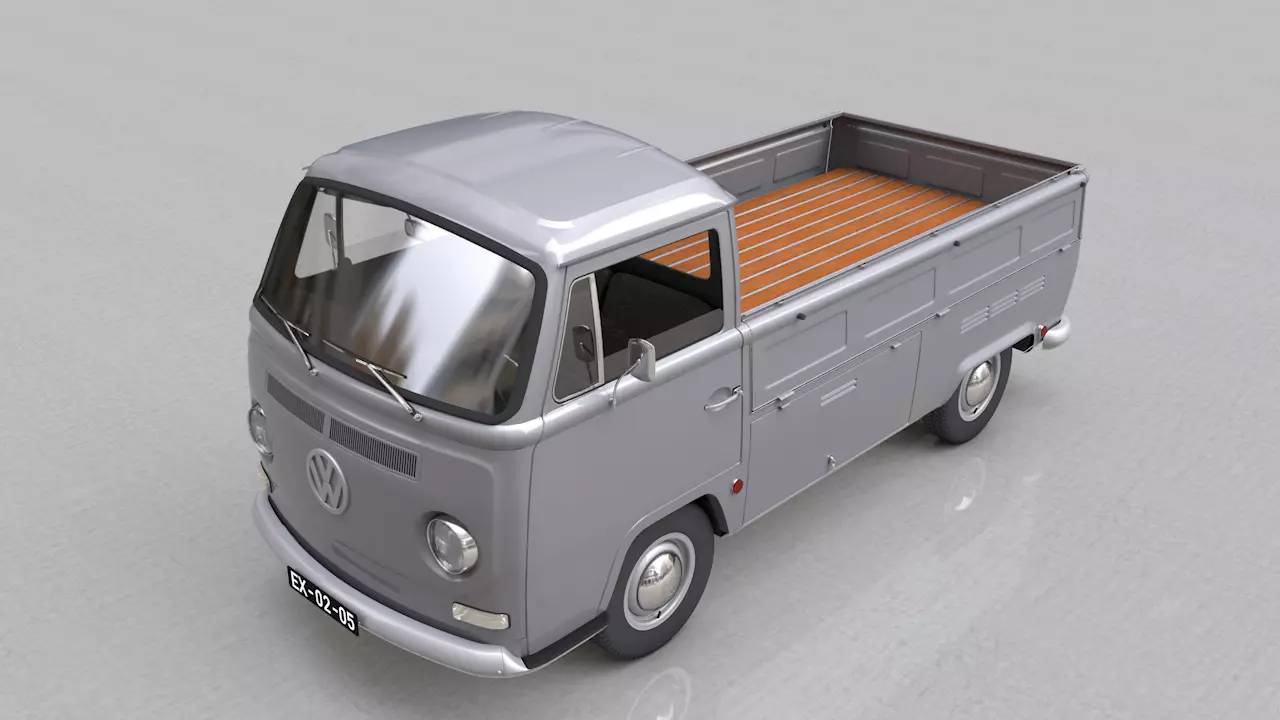 VOLKSWAGEN T2 PICKUP SINGLE CABINE 1969 3D model_0