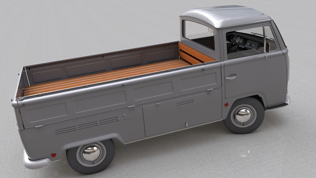 VOLKSWAGEN T2 PICKUP SINGLE CABINE 1969 3D model_3