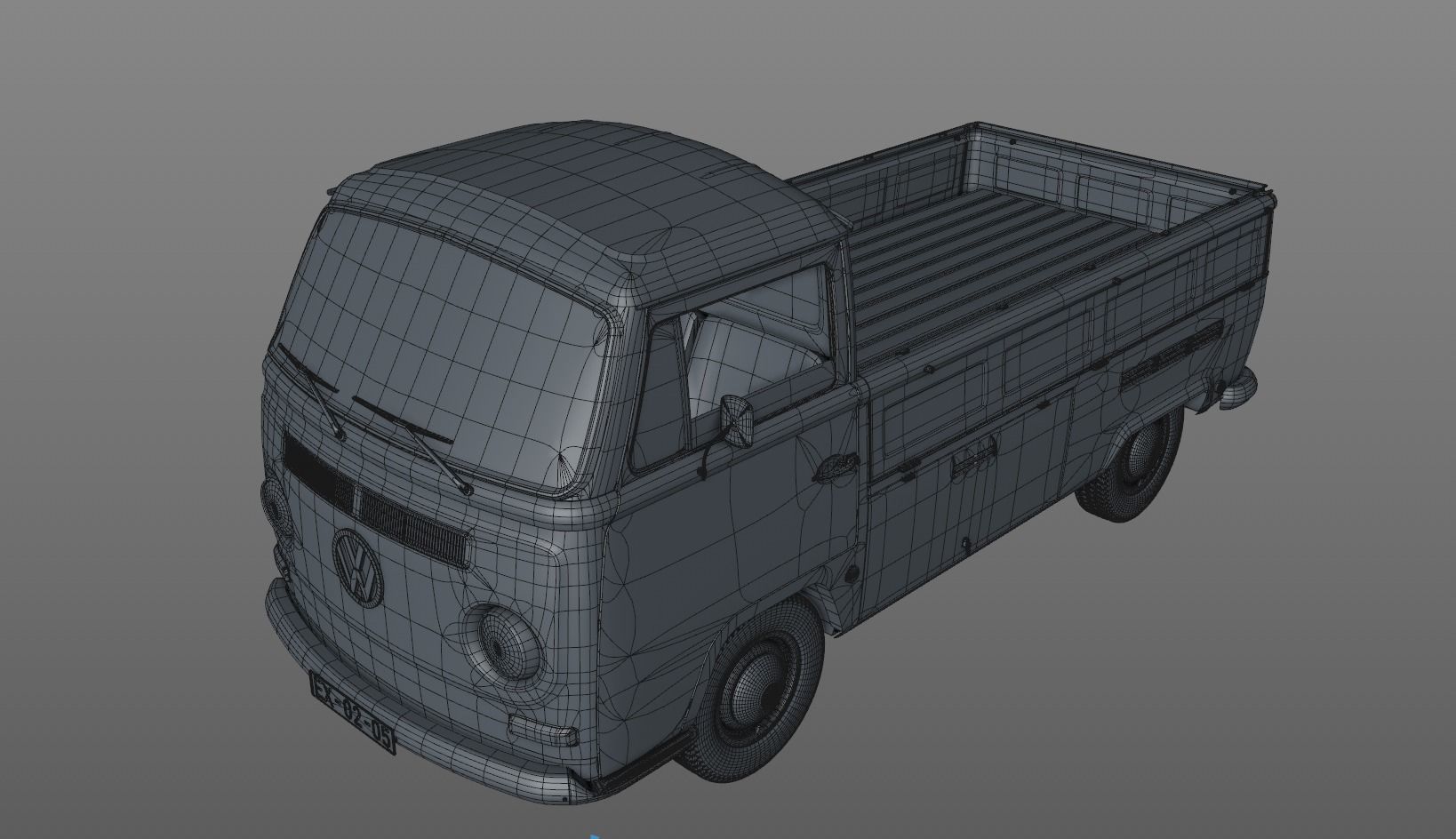 VOLKSWAGEN T2 PICKUP SINGLE CABINE 1969 3D model_9