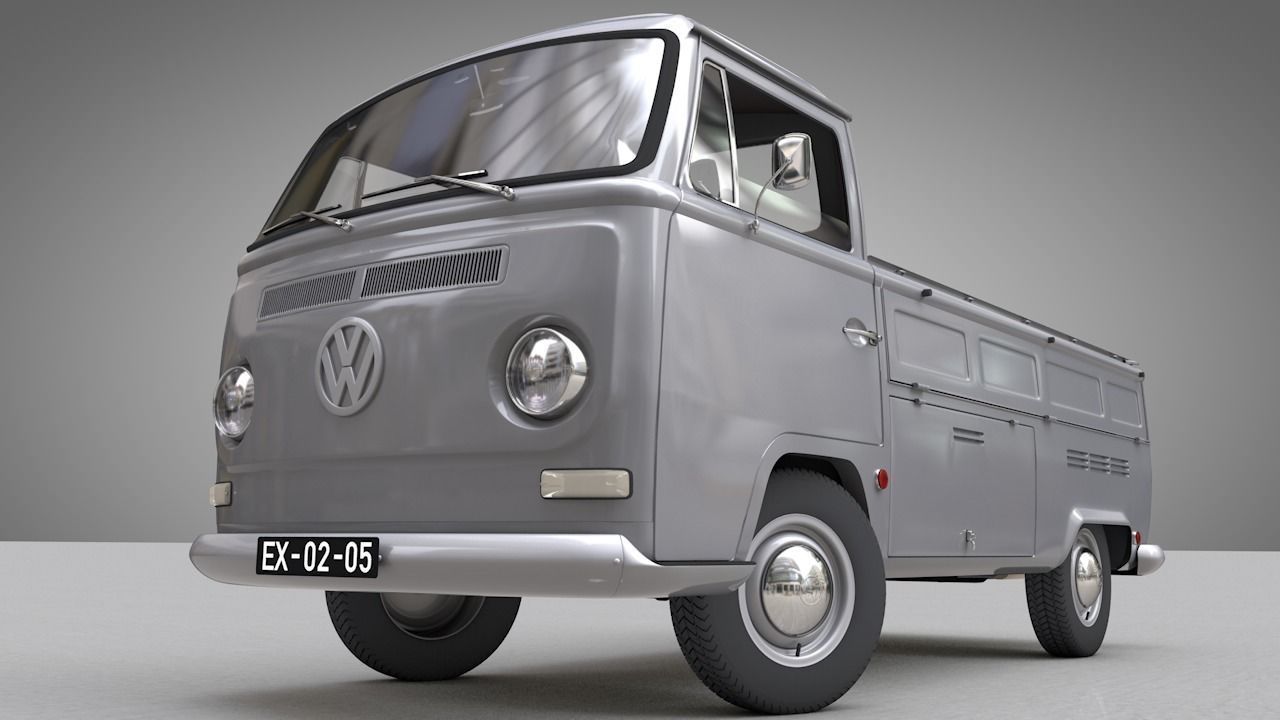 VOLKSWAGEN T2 PICKUP SINGLE CABINE 1969 3D model_5