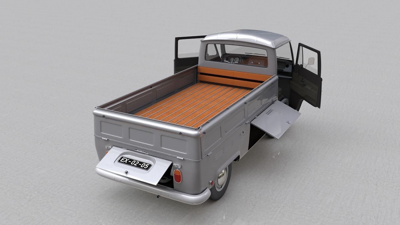 VOLKSWAGEN T2 PICKUP SINGLE CABINE 1969 3D model_4