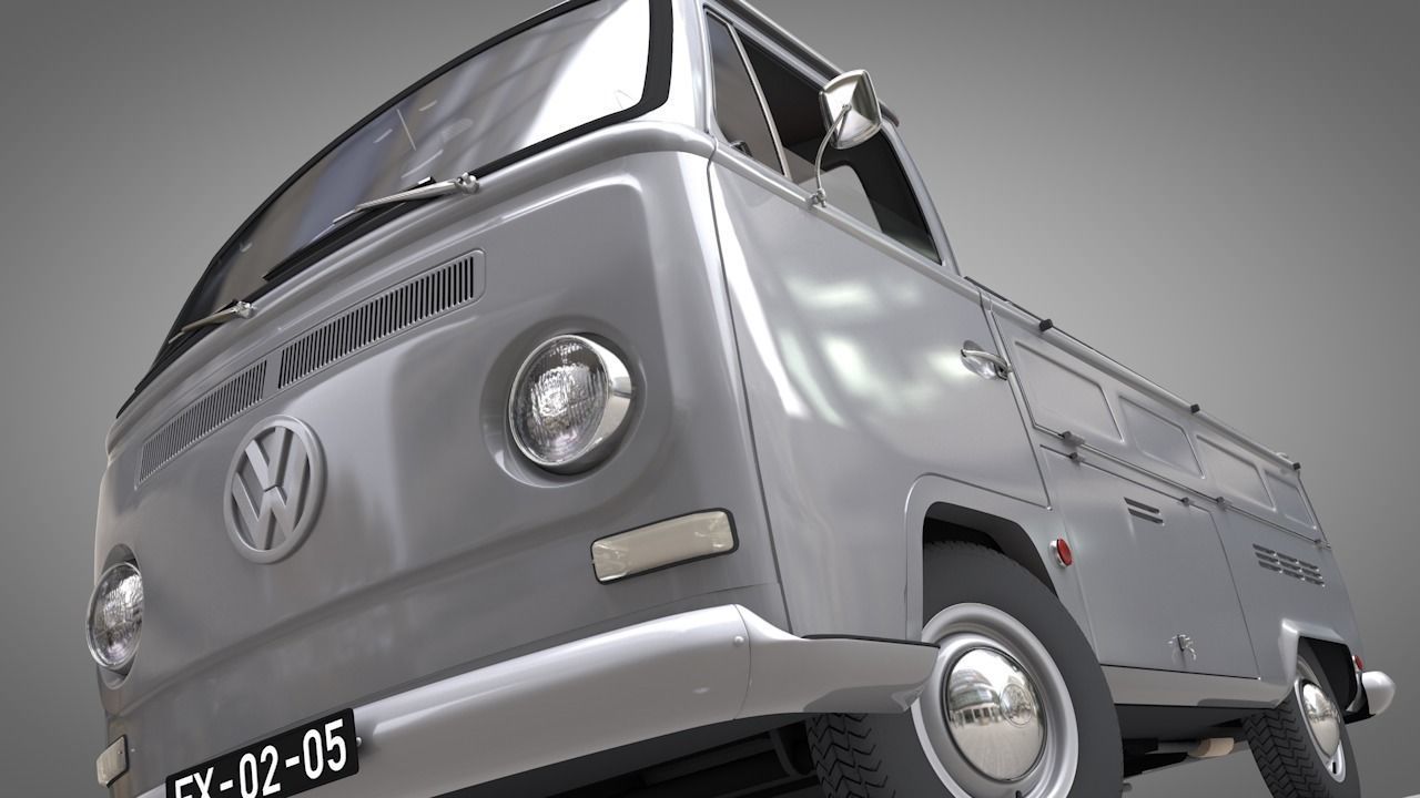 VOLKSWAGEN T2 PICKUP SINGLE CABINE 1969 3D model_6