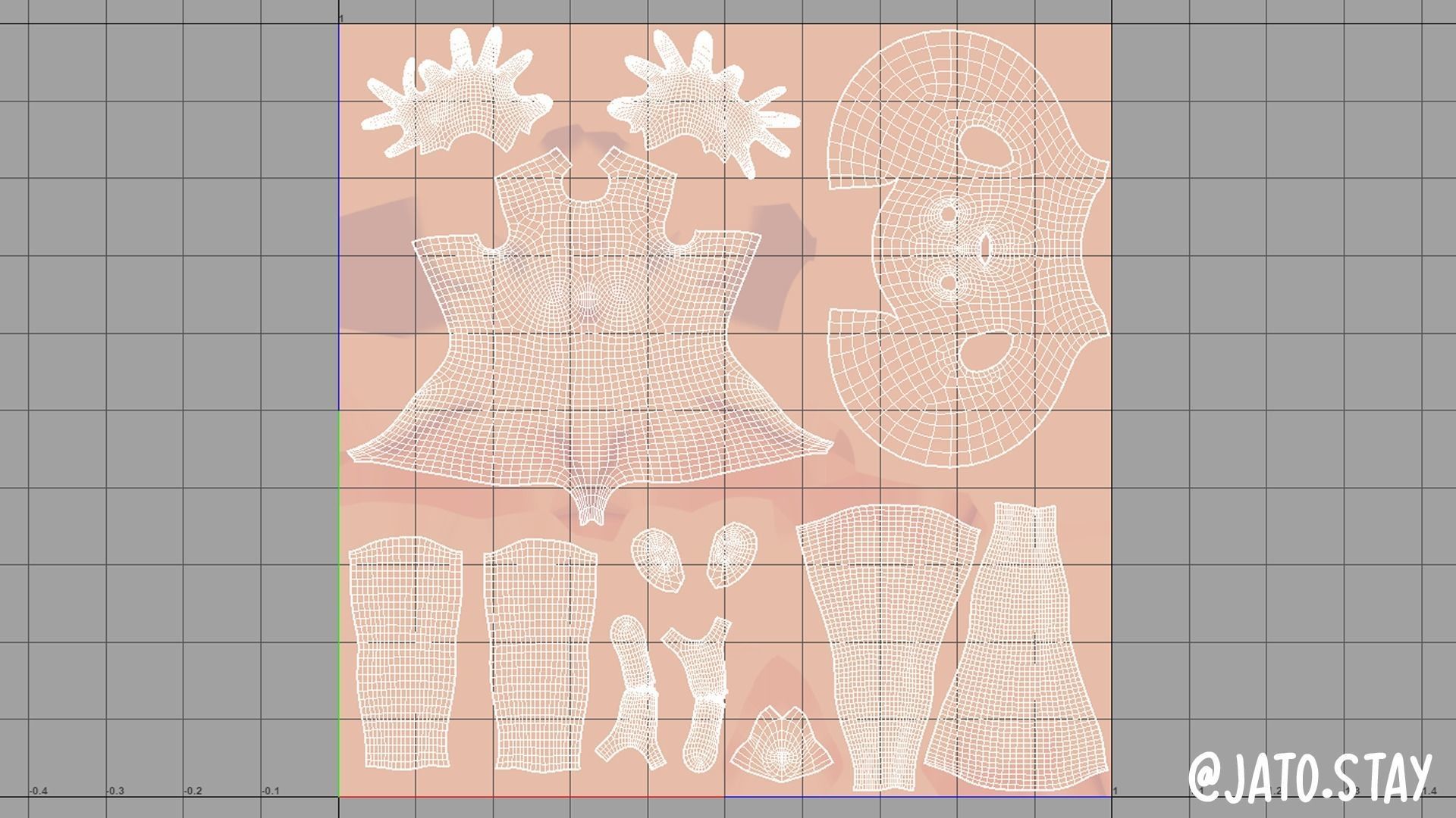 Anime Girl Base mesh 3D model_7