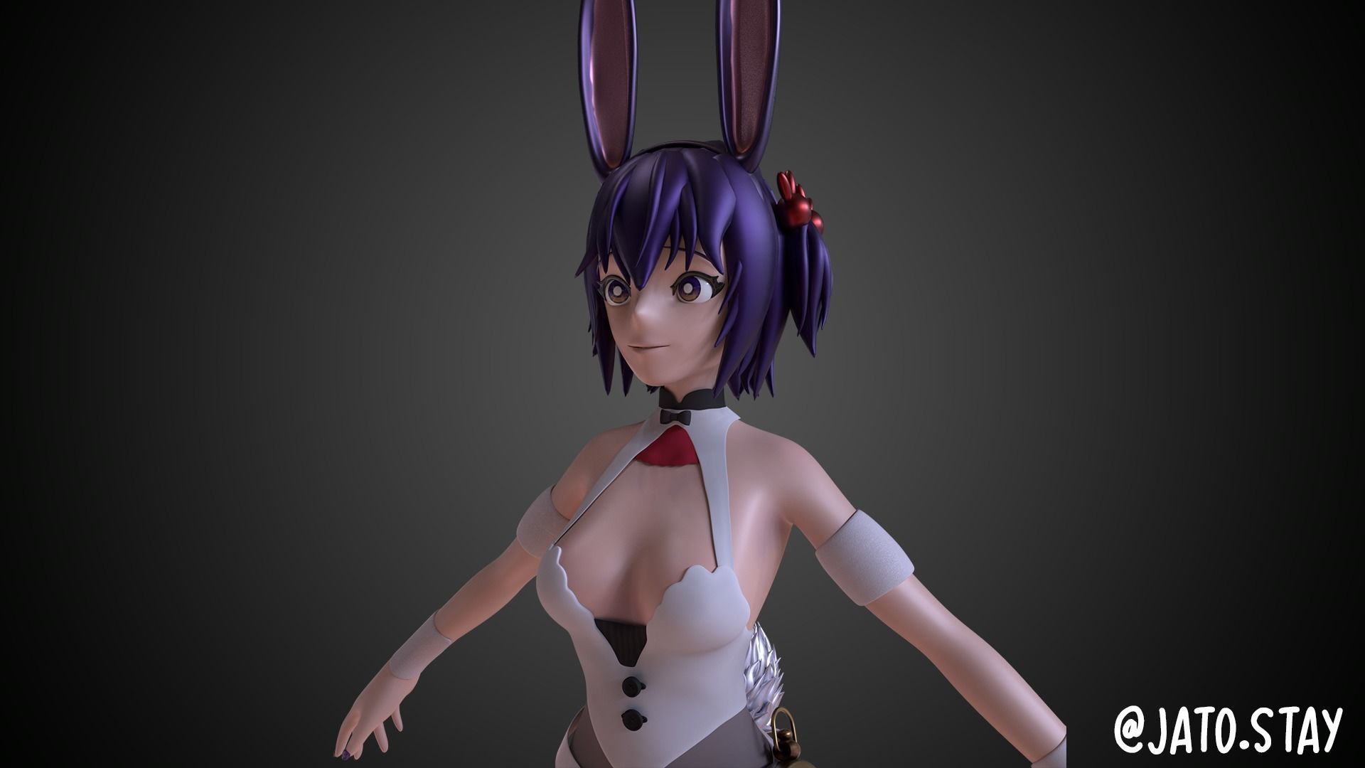 Anime Girl Base mesh 3D model_3