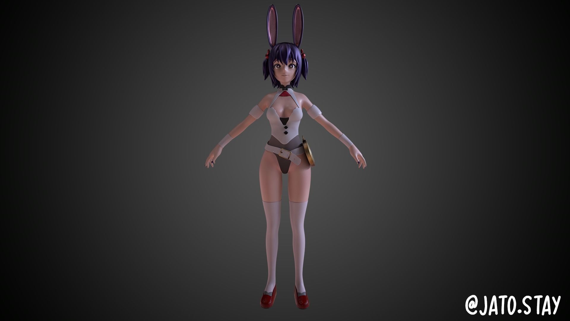 Anime Girl Base mesh 3D model_2
