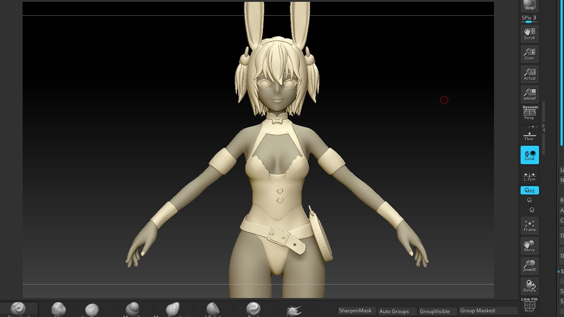 Anime Girl Base mesh 3D model_8