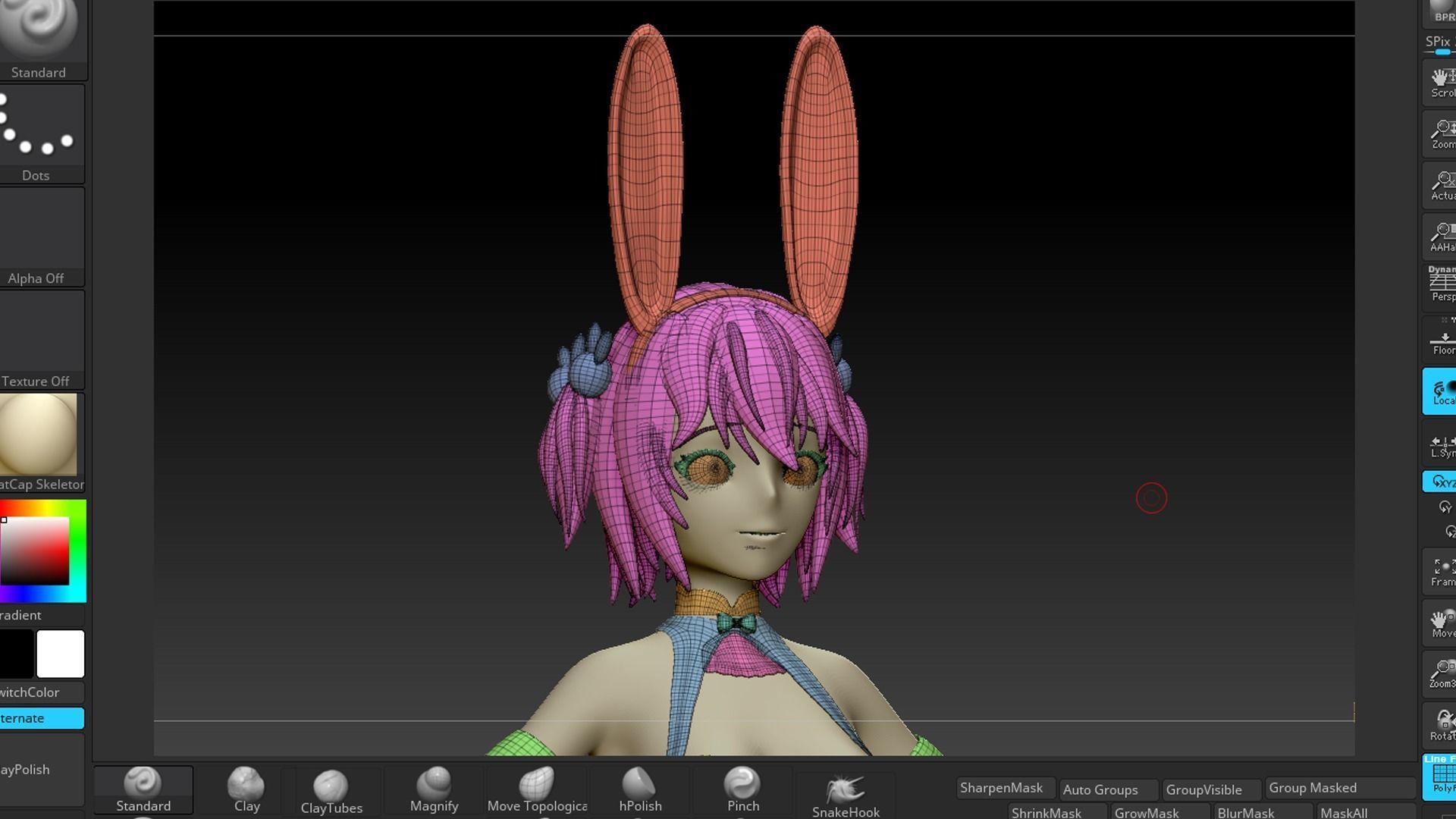 Anime Girl Base mesh 3D model_9