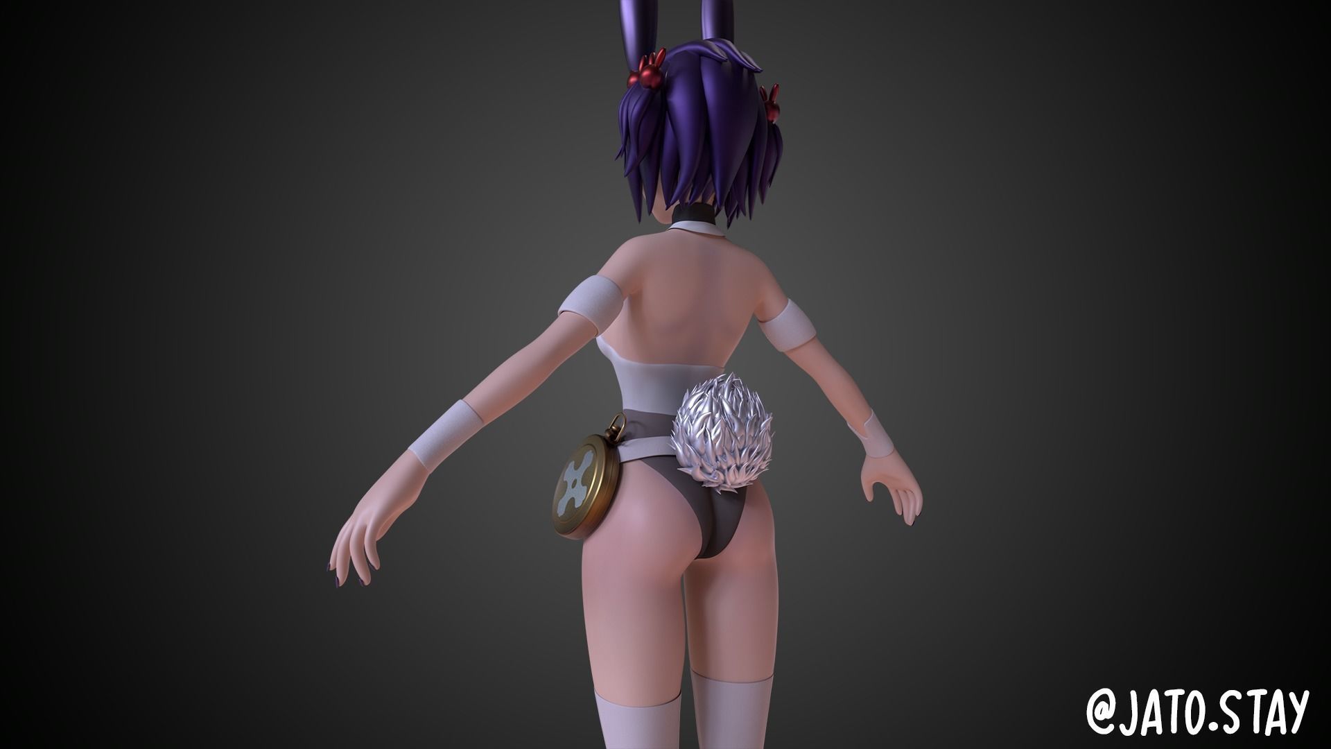Anime Girl Base mesh 3D model_4