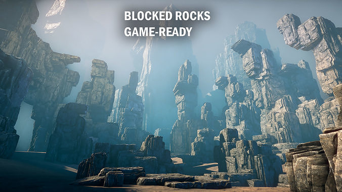 Blocked rocks Low-poly 3D model