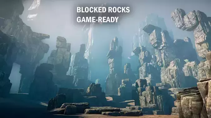 Blocked rocks Low-poly 3D model