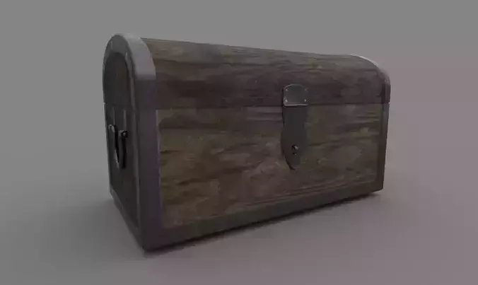 Chest wooden with metal handles Low-poly 3D model