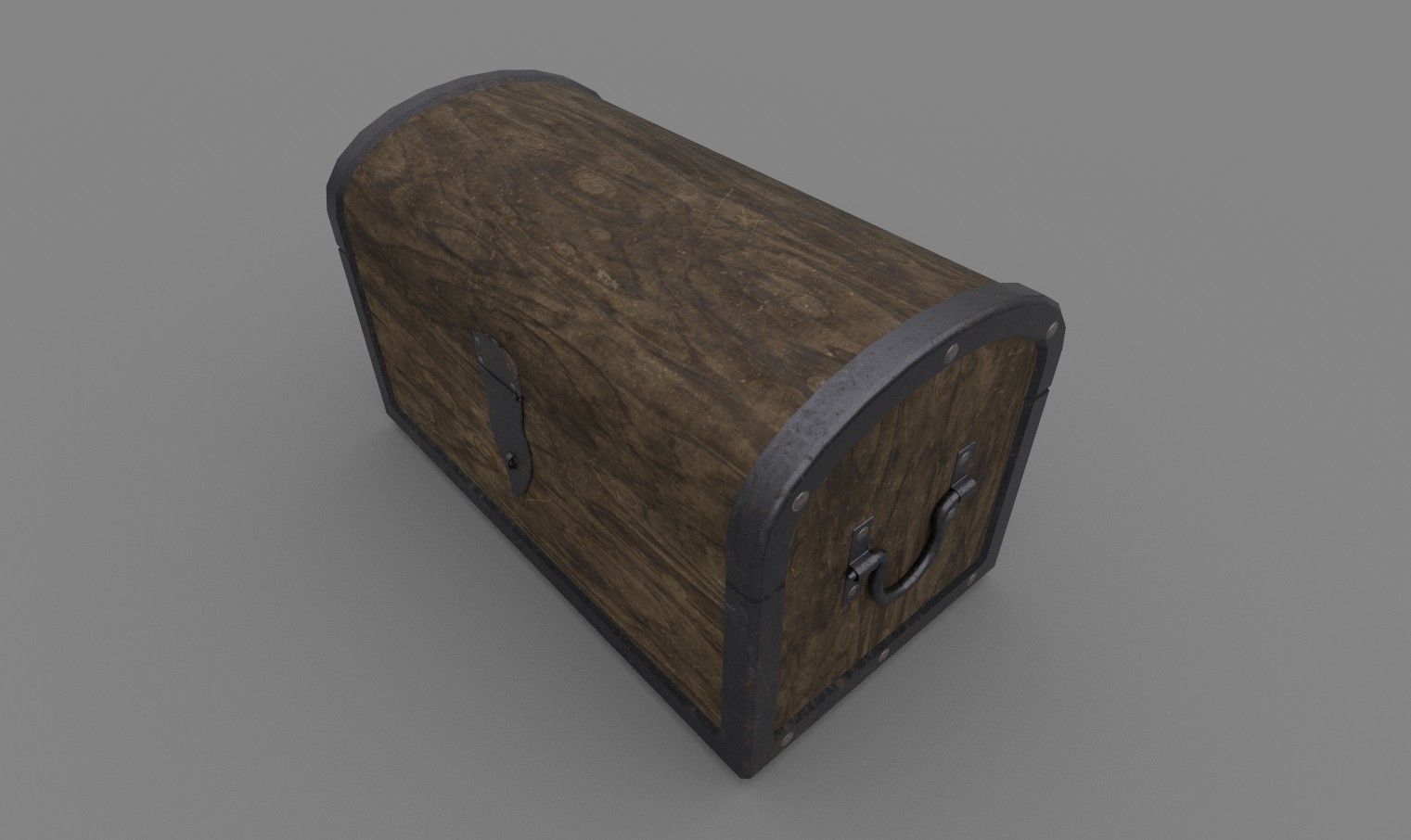 Chest wooden with metal handles Low-poly 3D model_2